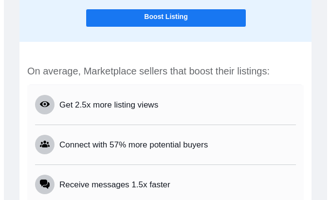 boost listings of Facebook Marketplace